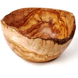 dasolivenholzbrett Große Obstschale aus Olivenholz, Naturrand 20 cm