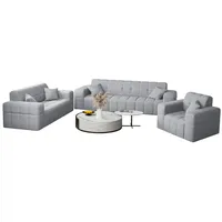 Fun Möbel Polstergarnitur Sofaset Designersofa NANCY 3-2-1 in Stoff Neve, (Set, 3-tlg., inkl. 5 Zierkissen), Rundumbezug grau