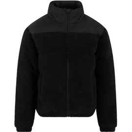 URBAN CLASSICS Fabric Mix Teddy Puffer Jacket - schwarz L