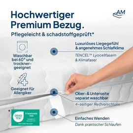 AM Qualitätsmatratzen Premium Visco-Taschenfederkernmatratze 180 x 200 cm H3