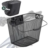 EASYCLICK Fahrradkorb Vorne Abnehmbar [15L Volumen] Metall | Regenschutz | für E-Bikes und jeden Lenker geeignet | mit Klicksystem und Schnellbefestigung | Einkaufskorb mit Tragegriff, Schwarz