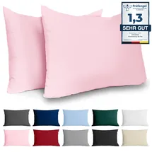 Dreamzie Kissenbezug 50x70 Renforcé Baumwolle (2er-Set) - Rosa - Dicht gewebt mit 57 Fäden/cm2 - Kissenbezug 70x50 cm - Oeko Tex Zertifiziert - Dreamzie