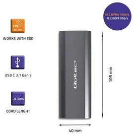 Qoltec NV2271 1 x M.2 SATA USB 10 Gbit/s