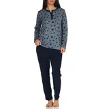 Normann Pyjama Damen Frottee Schlafanzug Sterne als Motiv - auch in Übergrößen blau 60/62