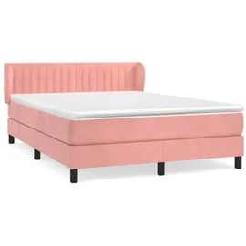 vidaXL Boxspringbett mit Matratze Rosa 140x200 cm Samt