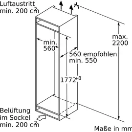Neff KI1813FE0 Einbaukühlschrank (319 l, 1772 mm hoch)