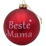 BURI Glas-Weihnachtsbaumkugeln rot mit Spruch ∅ 10cm Christbaumschmuck Weihnachtsdeko Beste Mama