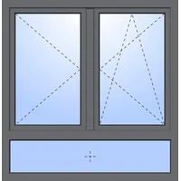 Zweiflügelfenster mit Unterlicht SEBASTIAN Dreh / Dreh-Kipp Stulp Basaltgrau RAL 7012 innen öffnend DIN links