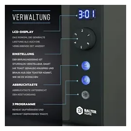 Balter Home Balter Toaster TS-04-LCD Grau Langschlitz