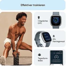 Fitbit Versa 4 aluminium platin/wasserfallblau