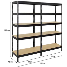 Proregal Mega Deal 2x Schwerlastregal Rivet HxBxT 180 x 90 x 45 cm Freizeit, Heimwerken, Werkstatt, Schwerlastregale