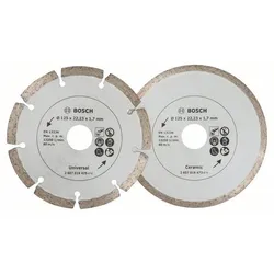 Bosch 2x Diamanttrennscheiben für Fliesen und Baumaterial, Durchmesser: 125 mm - 2607019484