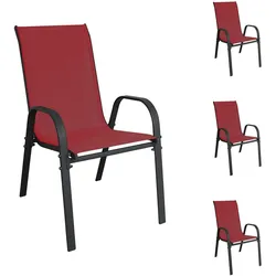 Stapelstuhl Metall - Textilen Farbe Anthrazit - Bordeauxrot