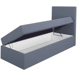 mebloland Boxspringbett, Jugendbett LILI 100x200 (Rechts) mit Bettkästen, Bonell-Matratze und Topper. Farbe: Weiß - Weiß