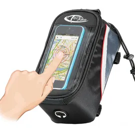 Tectake Satteltasche mit Rahmenbefestigung grau/rot/schwarz