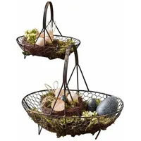 Loberon Korb 2er Set Serrie, von Hand gefertigt, ideal für Obst & Gemüse, Obstkorb, Aufbewahrung, Dekoration, Eisen, schwarz
