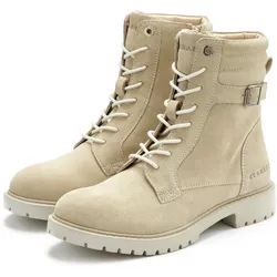 Stiefelette, Schnürboots, Reißverschlussstiefel, Biker Boots, Leder, Gr. 38, beige, , 34660114-38