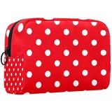 Kosmetiktasche,tragbare Reise-Make-up-Tasche für Damen,rote und weiße Punkte,Kosmetikkoffer-Organizer mit Reißverschluss