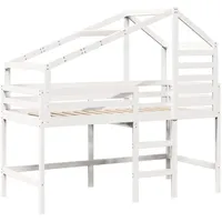 VidaXL Hochbett mit Leiter und Dach Weiß 90x200 cm