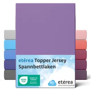 etérea Himmlische Qualität etérea Jersey Topper Spannbettlaken 200x200-200x220cm Violett für 5-10 cm Steghöhe 100% Baumwolle - Oekotex Spannbetttuch Matratzen Bett Bezug - Bettlaken 200x200cm - Lila