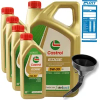 9 Liter CASTROL Edge Motoröl LL 5W-30 Longlife Titanium 5W 30 VW + Trichter