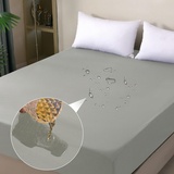 ohano Wasserdichter Matratzenschoner 200x200cm Spannbettlaken, Wasserdichter und Atmungsaktive Matratzenbezug, Inkontinenzauflage,Nässeschutz Bettlaken Spannbetttücher,für alle Jahreszeiten- Grau