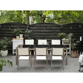 Beliani Gartentisch Grau, Silber, Stein, Quadratisch, 100x74x220 cm poliert Modern Outdoor