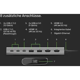 Belkin Universal USB-C-8-in-1-Core-Hub Docking Station, Silber
