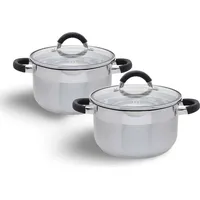 Buri 2er Set Edelstahl Kochtopf 3,5L 24x17cm Kochtöpfe Topfset