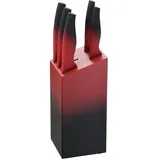 Michelino 6-teiliges Edelstahl Messer-Set mit Messerblock aus Holz Kochmesser Brotmesser Fleischmesser Rot