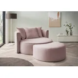 LeGer Home by Lena Gercke Rundsessel ISALIE Samt 153 x 98 x 208 cm Lila mit Hocker