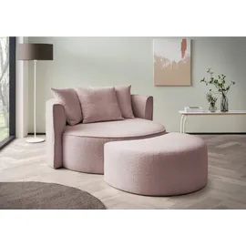 LeGer Home by Lena Gercke Rundsessel ISALIE Samt 153 x 98 x 208 cm Lila mit Hocker