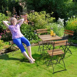 Relaxdays Gartenstuhl 84 x 42 x 44 cm naturfarben 4 St.