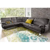 TRENDMANUFAKTUR Ecksofa »Cecilia in italienischem Design, modern und komfortabel, L-Form« bequeme Armlehnen, mit langem Schenkel grau