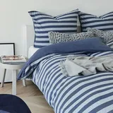 Traumschlaf Jersey Melange-Stripe Blau 135 x 200 cm + 80 x 80 cm