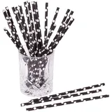 Papierstrohhalme Dots 25 St. 100% Papier Einweg L:19,7cm biologisch abbaubare Trinkhalme, Farbe:schwarz