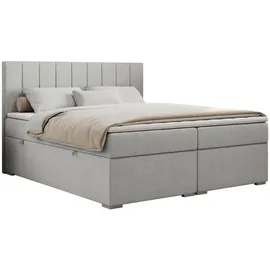 MKS Meble MKS Boxbett, Hellgrau, Textil, 2-Sitzer, H3, Rechteckig, 140x200 cm, Schlafzimmer, Betten, Boxspringbetten