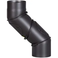 FireFix R150/UB Ofenrohrbogen Stahl 150 mm mit zwei Reinigungstüren Schwarz