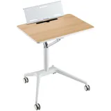 COSTWAY Laptoptisch, Bett, höhenverstellbar 77-107cm, mit Rollen, Aluminium beige