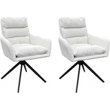byLIVING Esszimmerstuhl Pura 2er-Set: Set PURA/Grob-Cord Off White/Gestell Metall schwarz matt/Sitzschale 360° drehbar/B 58, H 88, T 60 cm