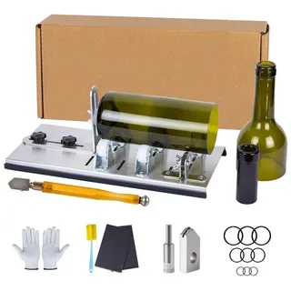 SURFOU Bohrersatz Glasschneider für Flaschen DIY-Gerät Flaschenschneider Set von Bier-, (Glasschneider für Flaschen Edelstahl Flaschenschneider 5 Verstellbares Rad Glasschneider Bottle Cutter Kit zur DIY, DIY Glasschneider mit Zubehör, für Flaschen, Wein, Bierflaschen, Schnaps-, Whiskey-, Alkohol-, Champagnerflaschen, Weinflaschenschneider) silberfarben