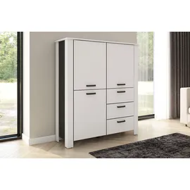 byLIVING Highboard 120 x 137 x 40 cm Schwarz/Weiß