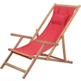 vidaXL Holz Liegestuhl Rot Sonnenliege Strandliege Gartenliege Liege Garten