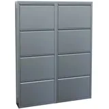 VCM ebuy24 Pisa Schuhschrank mit 8 Klappen in Metall Grau