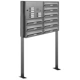 AL Briefkastensysteme Briefkasten Premium Edelstahl Stand Anlage mit Klingeln, Post A4, modern, robust, wetterfest, Artikelnummer: 132V9S2KS