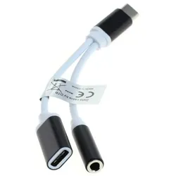 Audio Adapter USB-C Stecker - Klinkenbuchse + USB C Buchse