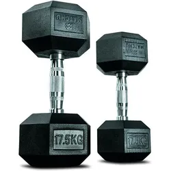 Hantel Hex Dumbbell 17,5 kg mit Gummigriff 17.5kg