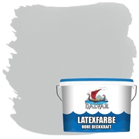 Halvar Latexfarbe hohe Deckkraft Weiß & 100 Farbtöne - abwischbare Wandfarbe für Küche, Bad & Wohnraum Geruchsarm, Abwischbar & Weichmacherfrei (10 L, Steingrau)