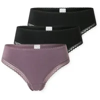 SCHIESSER 3P Modern Cheeky String Lila/Schwarz Baumwolle 44