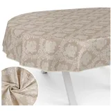 ANRO Tischdecke Uni Oval 220 x 140 cm Beige